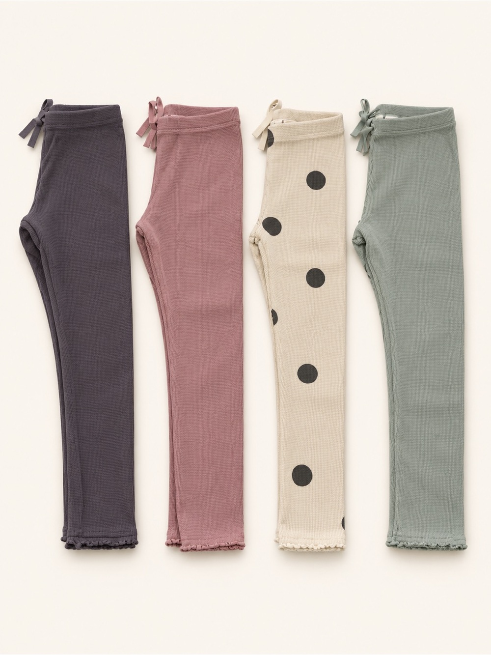 Zara waffle leggings with ruffle trim x4